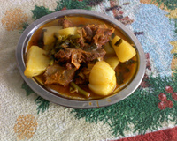 Costela com batata e agrião