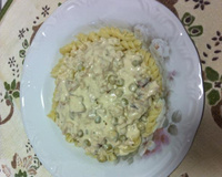 Macarrão com atum ao molho branco e queijo mussarela