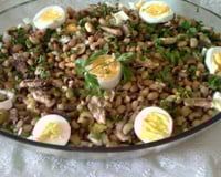 Salada de feijão fradinho com sardinha em lata