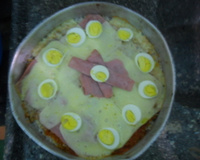 Arroz de forno com mussarela e presunto