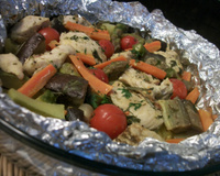 Papelote de frango com legumes