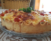 Quiche de palmito e alho-poró