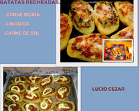 Batatas recheadas com moqueca de camarão