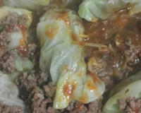 Repolho recheado com carne moida