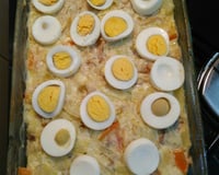 Bacalhau desfiado no forno