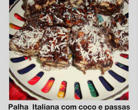 Palha italiana com coco e passas