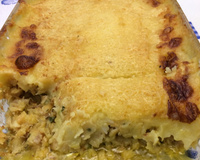 Bacalhau gratinado com purê de batatas