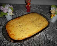 Arroz ao forno com purê de batatas