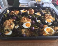 Bacalhau de forno ao alho e brócolis
