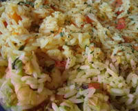 Arroz à grega com camarão