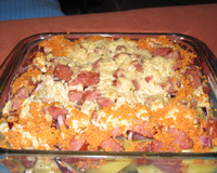 Batata com Linguiça ao molho Branco