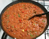Chili mexicano com vinagrete de coentro