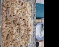 Penne ao molho de gorgonzola com camarão