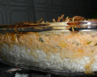 Arroz com frango em camadas