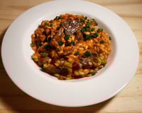 Risoto de picanha com tomate e gorgonzola