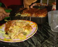 Macarrão ao forno com bacon e mussarela