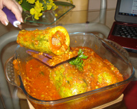 Abobrinha recheada com carne moída