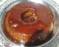 Pudim três cores de pão e chocolate