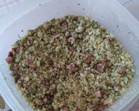 Farofa de lentilha com linguiça