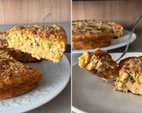 Nunca pensei que uma torta de frango saudável pudesse ser tão boa, já printa a receita que salva qualquer refeição!