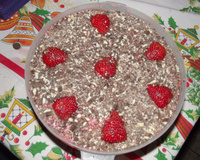 Pavê de morango e chocolates com bolacha passatempo