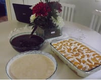 Sobremesa deliciosa de pêssego