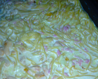 Macarrão ao molho branco e frango desfiado