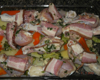 Coxa de frango ao requeijão e bacon
