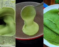 Panqueca verde SEM GLÚTEN e SEM LACTOSE: é só bater tudo no liquidificador e fica pronta em menos de 1 minuto na frigideira