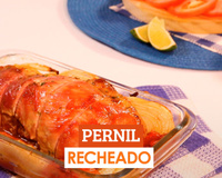 Pernil de porco recheado e assado