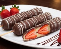 Espeto de morango trufado com brigadeiro de leite em pó e casquinha de chocolate