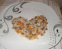 Arroz com lentilha e linguiça na panela de pressão