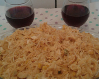 Macarrão com maionese e frango simples