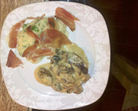 Risoto de parma, queijo brie e geleia de damasco