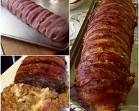 Rocambole de carne ao bacon recheado