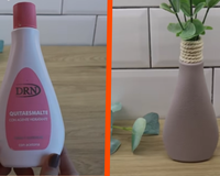 Eu não sabia, mas se reutilizarmos um frasco de removedor de esmalte podemos fazer essa linda decoração para casa