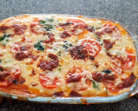 Filé de tilápia com batatas e requeijão ao forno