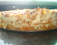 Torta de frango de pão de forma assada