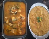 Filé de Corvina cozida com pirão de camarão