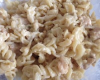 Macarrão com frango e molho branco