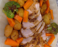 Picanha suína com legumes