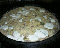 Risoto de salame com brócolis