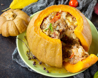 Abóbora recheada vegana