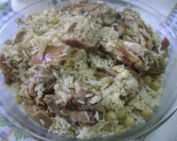 Arroz com grão-de-bico e frango