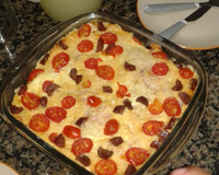Torta de pão de forma com queijo e presunto
