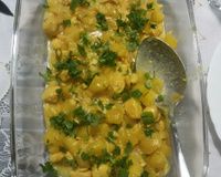 Peito de frango com mandioca e leite de coco