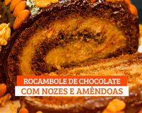Rocambole de chocolate com nozes e amêndoas
