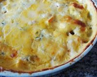 Legumes gratinados com creme de queijo