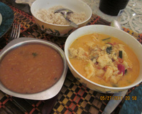 Moqueca com camarão e pirão