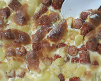 Salsicha com batata ao forno